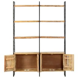 Berkfield Home 4-Tier Bookcase 124x30x180 cm Rough Mango Wood in Brown - Size: 124 x 30 x 180 cm - thumbnail 3