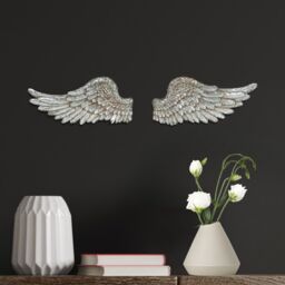 Marco Paul 2pc Silver Angel Wings Wall Ornament - thumbnail 1
