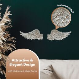 Marco Paul 2pc Silver Angel Wings Wall Ornament - thumbnail 7
