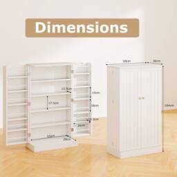 Costway 104 cm Tall Kitchen Pantry Cabinet Cupboard Storage Cabinet in White - thumbnail 2