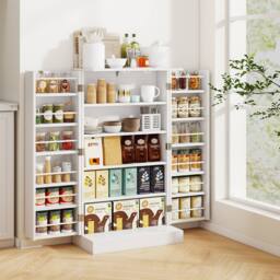 Costway 104 cm Tall Kitchen Pantry Cabinet Cupboard Storage Cabinet in White - thumbnail 3