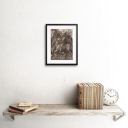 "Artery8 Wall Art Print Painting Albrecht Durer Knight Death Devil Old Master Artwork Framed 9X7 Inch in Black - Size: W7"" x H9""" - thumbnail 2