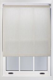 Furnished Men's Natural Beige Linen Roller Blinds - Trimmable Window Shade for Home & Office - Size: 60 cm width x 165 cm drop