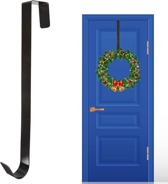 Shatchi 38Cm Metal Wreath Hanger - Stylish & Durable in Black - Size: 1 Pack - image 1