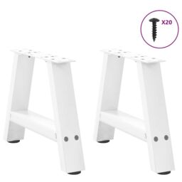 Berkfield Home Coffee Table Legs A-Shaped 2 pcs White¬†40x(30-31) cm Steel in White - thumbnail 3