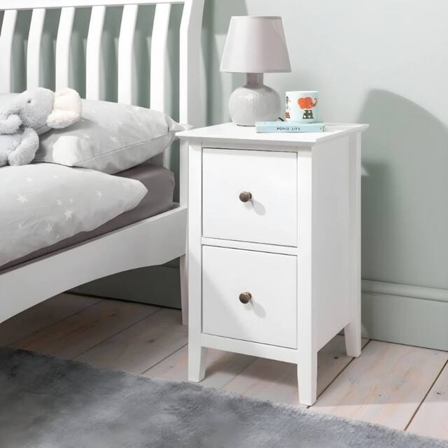 Nöa and Nani Asora Bedside 2 Drawer Cabinet Nightstand Side Table Wooden in White - image 1