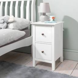 Nöa and Nani Asora Bedside 2 Drawer Cabinet Nightstand Side Table Wooden in White - thumbnail 1