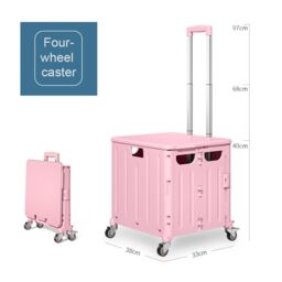 Living and Home 45L Foldable Shopping Trolley with Wheels in Pink - thumbnail 4