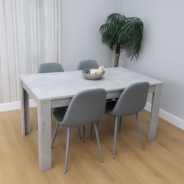 KOSY KOALA Wooden Grey Dining Table Set with 4 Grey Chairs Modern Rectangle Dining Room Furniture in Brown - image 1