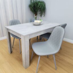 KOSY KOALA Wooden Grey Dining Table Set with 4 Grey Chairs Modern Rectangle Dining Room Furniture in Brown - thumbnail 3