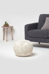 Homescapes Macrame Knitted Pouffe 40 x 50 cm in Natural - thumbnail 2
