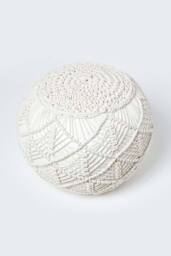 Homescapes Macrame Knitted Pouffe 40 x 50 cm in Natural - thumbnail 3