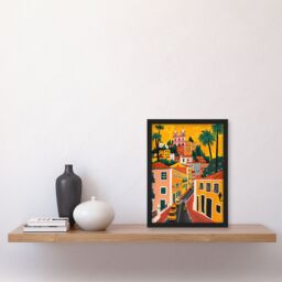 Artery8 Mexico City Santa Prisca Church Cityscape Sunset Framed Art Print in Mustard - Size: A4 - thumbnail 4
