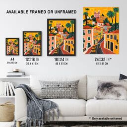 Artery8 Mexico City Santa Prisca Church Cityscape Sunset Framed Art Print in Mustard - Size: A4 - thumbnail 3