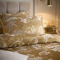 Paoletti Baransu Jacquard Duvet Cover Set in Gold - Size: Super King - thumbnail 3
