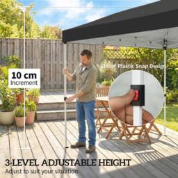 OUTSUNNY 3 x 6 m Pop Up Gazebo, UPF50+ Wedding Party Tent Marquee in Black - thumbnail 6