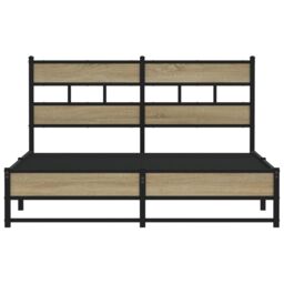 Berkfield Home Metal Bed Frame without Mattress Sonoma Oak 140x200 cm in Brown - thumbnail 4