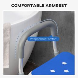 HOMCOM EVA Padded Shower Stool with Back & Arms Foot Pads Blue - thumbnail 5