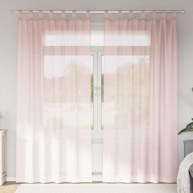 Berkfield Home Voile Curtains with Rod Pockets 2 pcs Light Pink - image 1