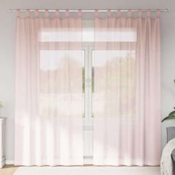 Berkfield Home Voile Curtains with Rod Pockets 2 pcs Light Pink - thumbnail 1