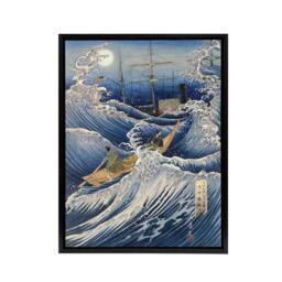 "Artery8 Samurai Yoshida Shoin Headed To Black Ships Framed Canvas Wall Art Print in Blue - Size: W12"" x H16""" - thumbnail 1