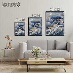 "Artery8 Samurai Yoshida Shoin Headed To Black Ships Framed Canvas Wall Art Print in Blue - Size: W12"" x H16""" - thumbnail 4