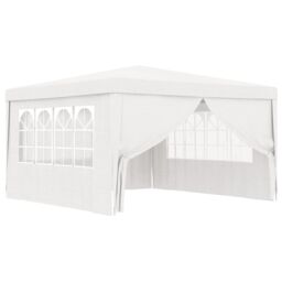 Berkfield Home Professional Party Tent with Side Walls 4x4 m White 90 g/m? - thumbnail 1