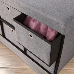 Pirlo Plush Ottoman Storage Box Grey With 6 Drawers - thumbnail 6