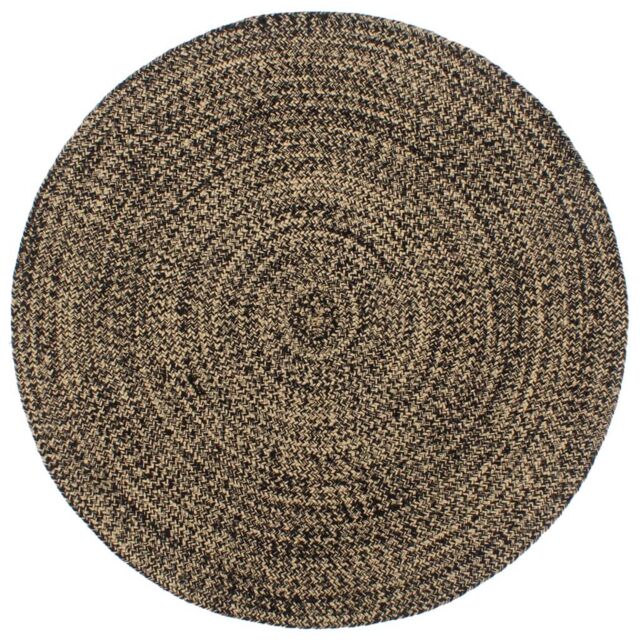Berkfield Home Handmade Rug Jute Black & Brown 210 cm - Size: 100 cm diameter - image 1