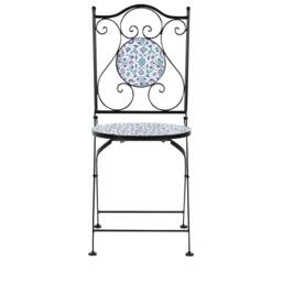 Wyld and Coco Black Metal Bistro Set 2 Foldable Table and Chairs Ceramic Floral - thumbnail 6