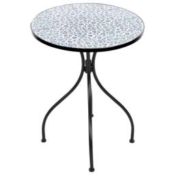 Wyld and Coco Black Metal Bistro Set 2 Foldable Table and Chairs Ceramic Floral - thumbnail 9
