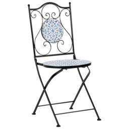 Wyld and Coco Black Metal Bistro Set 2 Foldable Table and Chairs Ceramic Floral - thumbnail 5