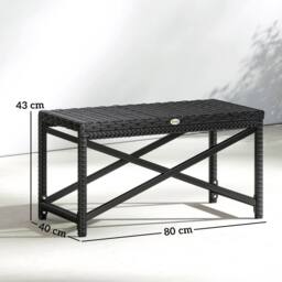 OUTSUNNY Outdoor Coffee Table, PE Rattan Side Table w/ Plastic Board, Black - thumbnail 3