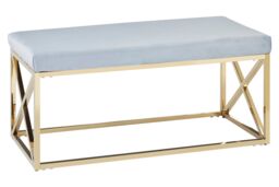 Orsina Luxe Powder Blue Velvet & Gold Bench, Stylish Garden Bench For Outdoor, Accent Dining Bench For Diningroom - thumbnail 2