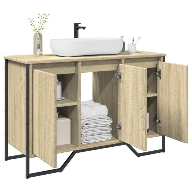 Berkfield Home Bathroom Sink Cabinet Sonoma Oak 91x35x60 cm Engineered Wood - Size: 91 x 35 x 60 cm - image 1