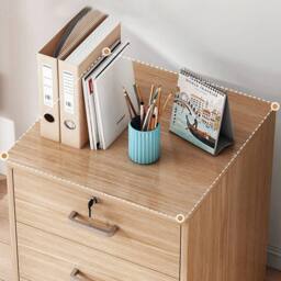 EONLION Office 3 Drawer Rolling File Cabinet in Brown - Size: 100 cm - thumbnail 3