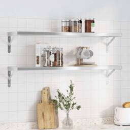 Berkfield Home Wall Shelves 2 pcs 100x23.5x3 cm Silver Stainless Steel - thumbnail 2