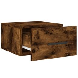 Berkfield Home Wall-mounted Bedside Cabinet Smoked Oak 35x35x20 cm in Brown - Size: 35 x 35 x 20 cm - thumbnail 6