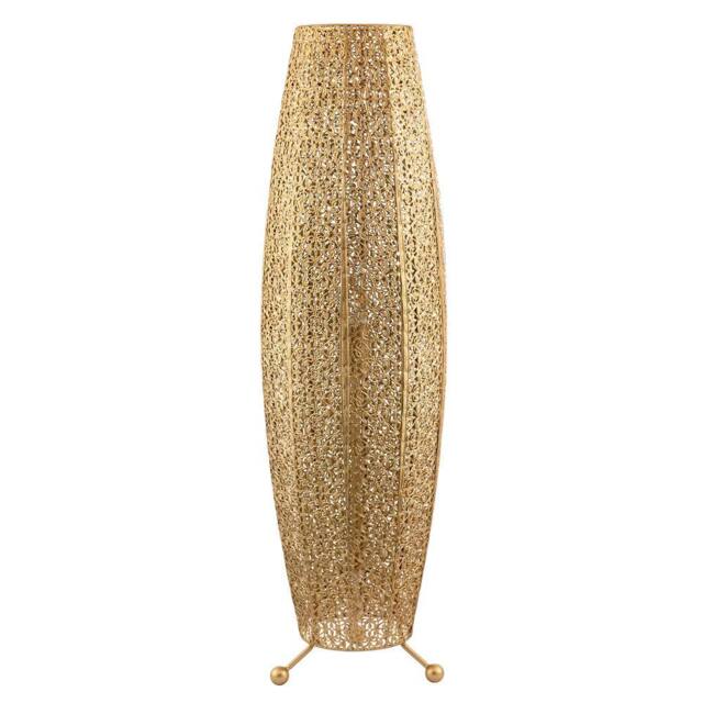 Happy Homewares Traditional & Ornate Floral Moroccan Floor Lamp in Satin Gold
