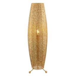 Happy Homewares Traditional & Ornate Floral Moroccan Floor Lamp in Satin Gold - thumbnail 2