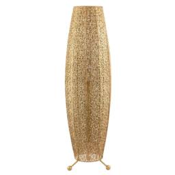 Happy Homewares Traditional & Ornate Floral Moroccan Floor Lamp in Satin Gold - thumbnail 1