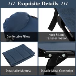 Costway Folding Camping Cot W/ Detachable Mattress & 6-Position Adjustable Backrest in Blue - thumbnail 5