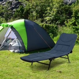 Costway Folding Camping Cot W/ Detachable Mattress & 6-Position Adjustable Backrest in Blue - thumbnail 3