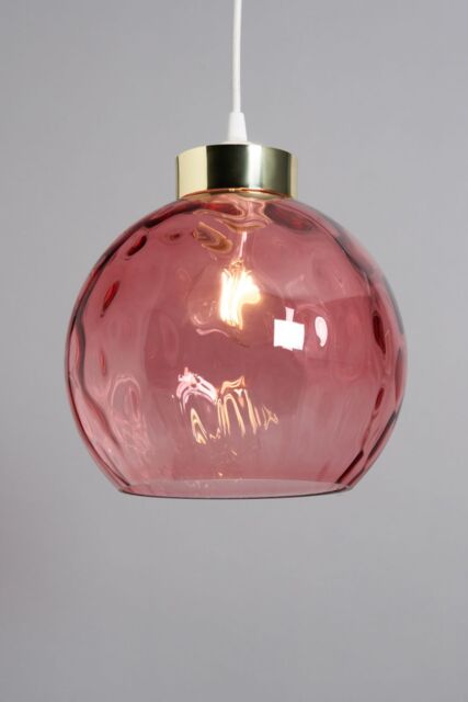 BHS Lighting Deana Dimpled Glass Ball Easy Fit Light Shade in Pink - image 1