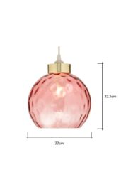 BHS Lighting Deana Dimpled Glass Ball Easy Fit Light Shade in Pink - thumbnail 5