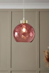 BHS Lighting Deana Dimpled Glass Ball Easy Fit Light Shade in Pink - thumbnail 4