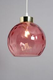 BHS Lighting Deana Dimpled Glass Ball Easy Fit Light Shade in Pink