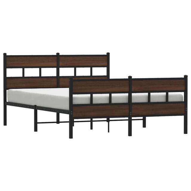 Berkfield Home Metal Bed Frame without Mattress Brown Oak 160x200 cm - image 1