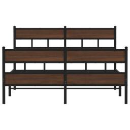 Berkfield Home Metal Bed Frame without Mattress Brown Oak 160x200 cm - thumbnail 4