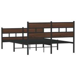 Berkfield Home Metal Bed Frame without Mattress Brown Oak 160x200 cm - thumbnail 6